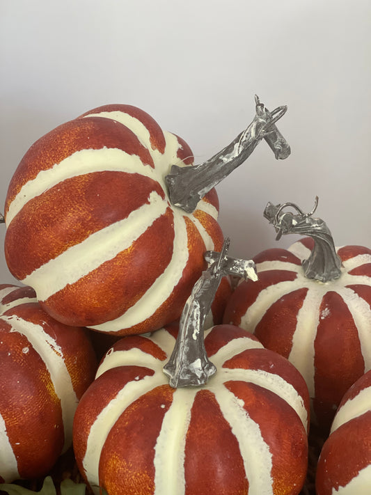 Orange Stripe Faux Pumpkin Set (3)