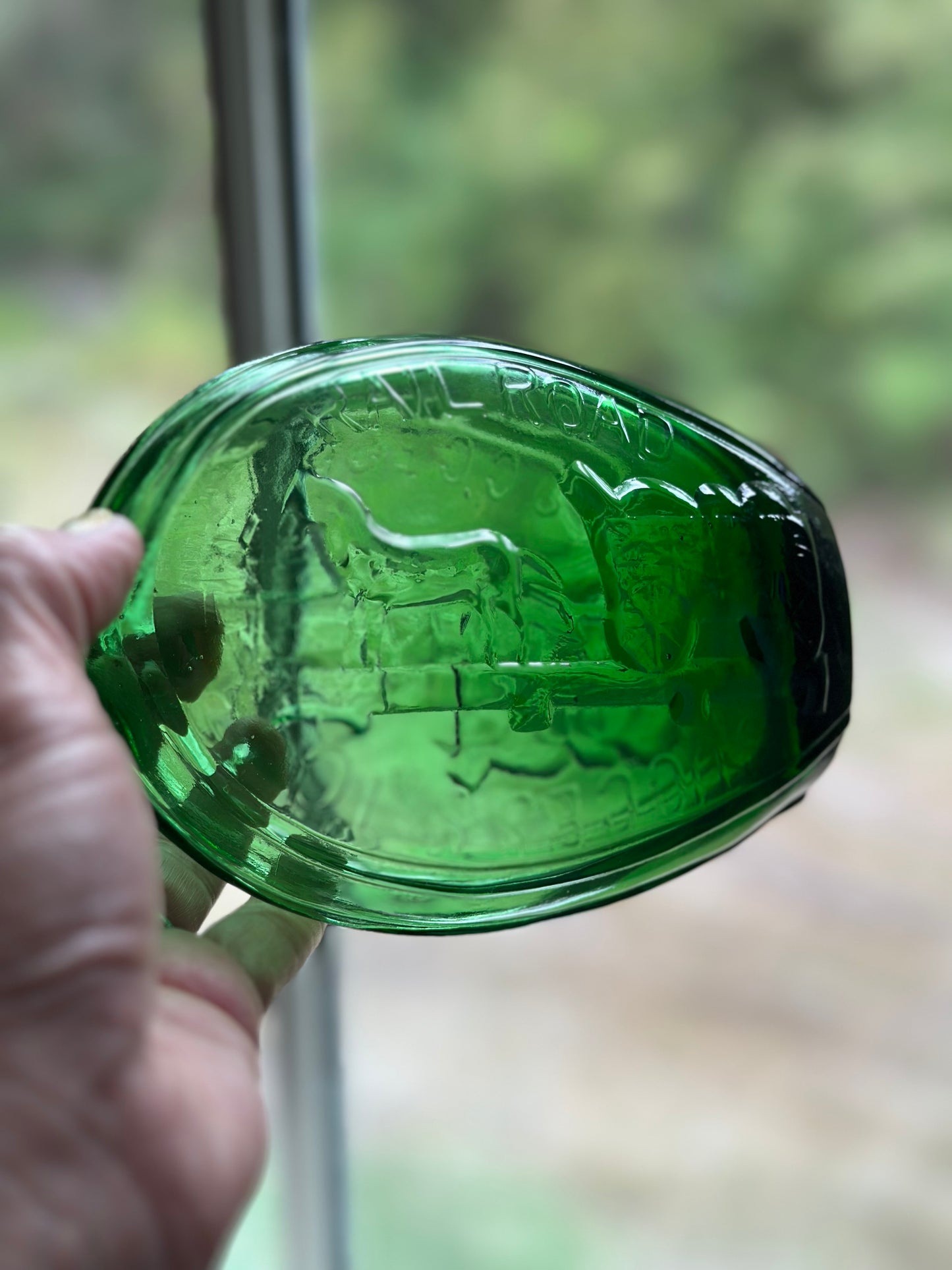 Vintage Green Glass Railroads Bottle