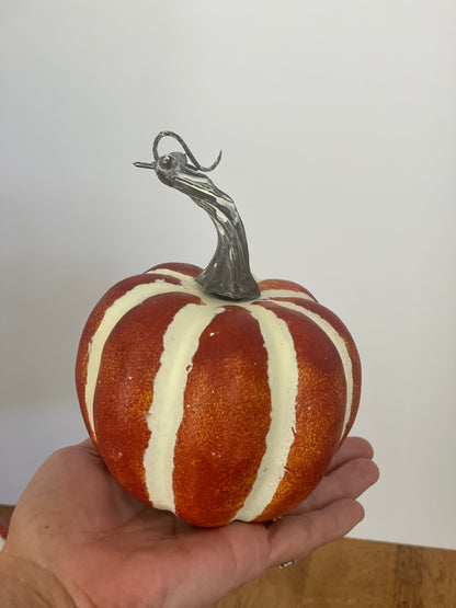 Orange Stripe Faux Pumpkin Set (3)
