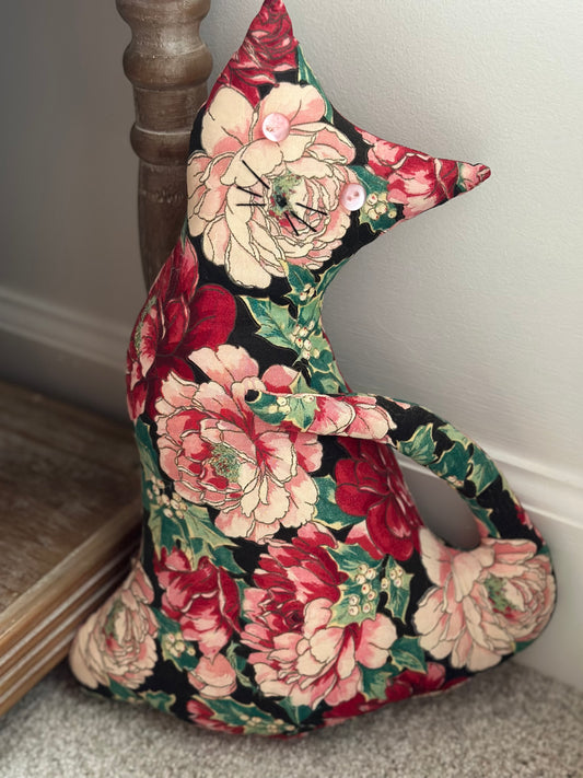13" Floral Stuffed Cat