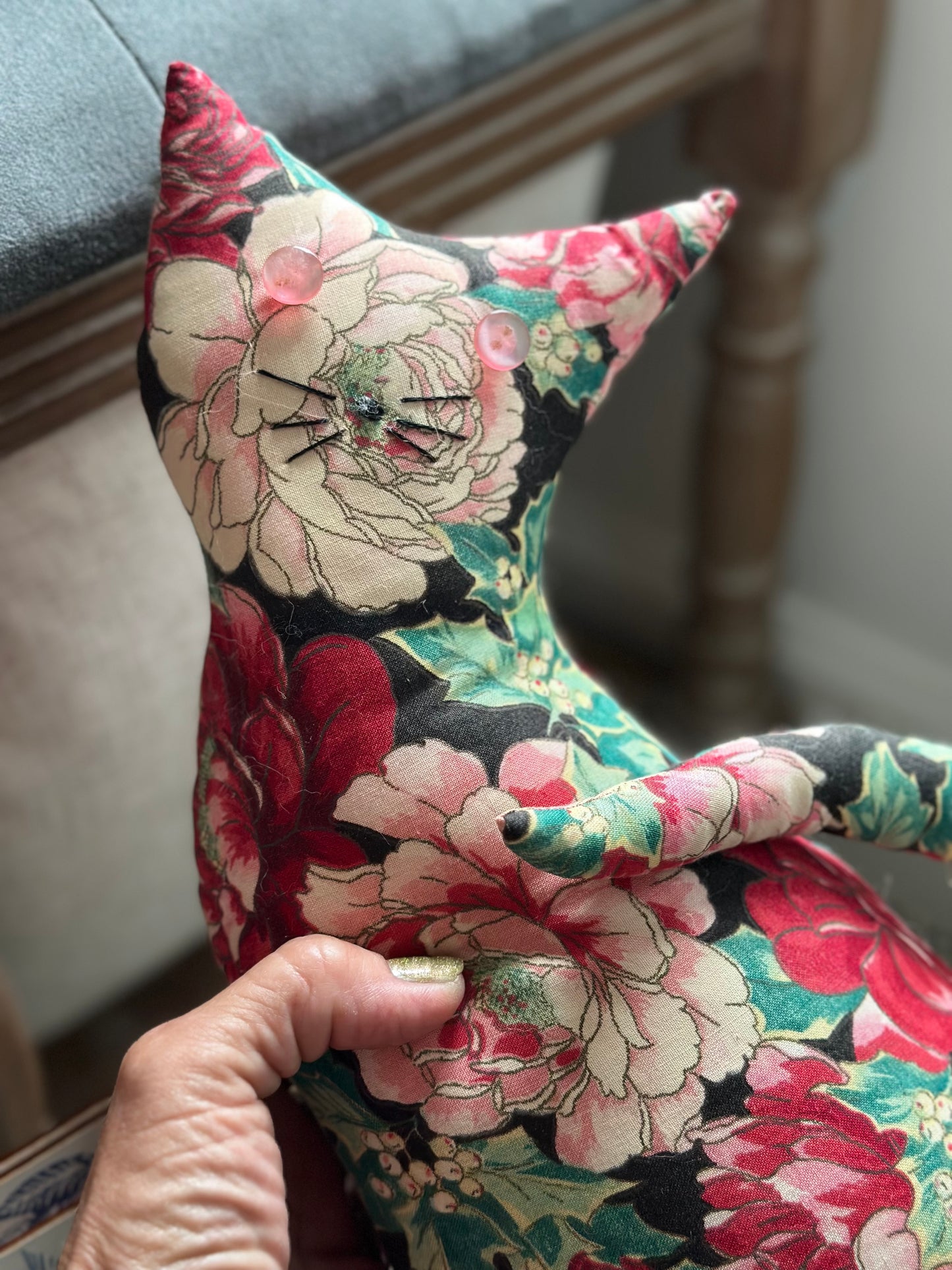 13" Floral Stuffed Cat