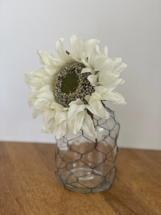 Artificial Sunflower Pick White