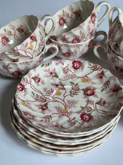 Vintage Copeland Spode Rosebud Chintz Teacup Saucer Set