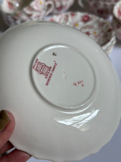 Vintage Copeland Spode Rosebud Chintz Teacup Saucer Set