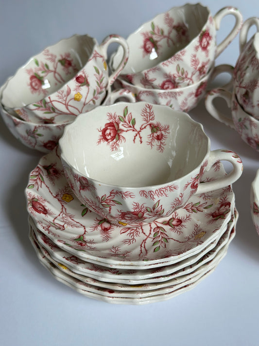 Vintage Copeland Spode Rosebud Chintz Teacup Saucer Set