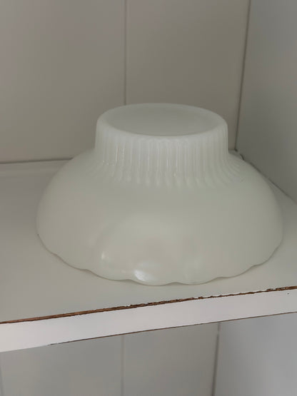 Vintage Milk Glass Scalloped Pedestal Bowl