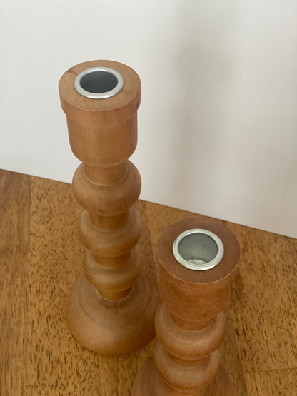 Wood Taper Candle Holder Set (2)