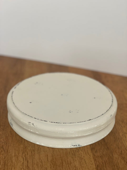 8" Round White Distressed Riser