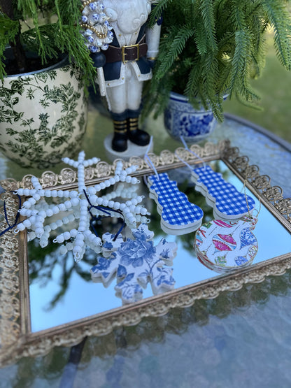Handmade Blue & White Christmas Ornament Set (5)