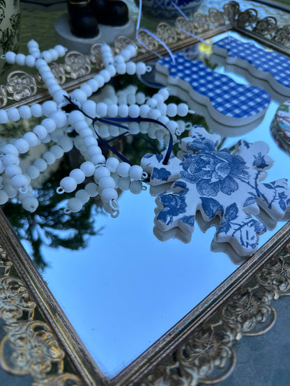 Handmade Blue & White Christmas Ornament Set (5)