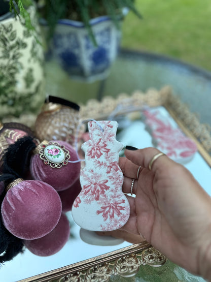 16 Pc Handmade Mauve Christmas Ornament Collection