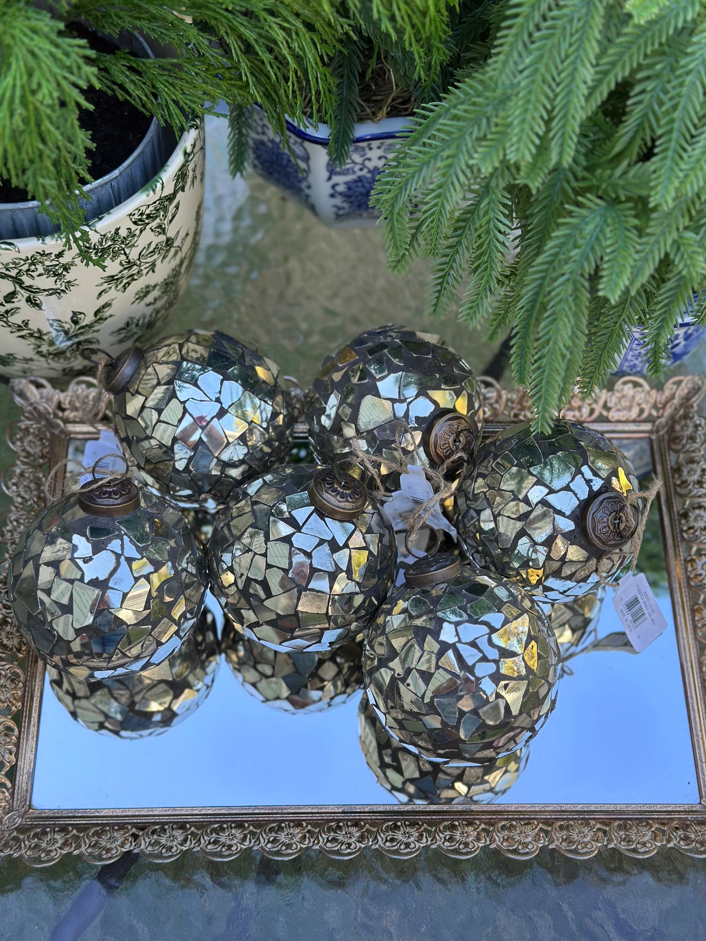 4" Crackle Glass Ball Ornament