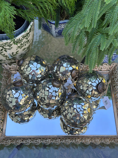 4" Crackle Glass Ball Ornament