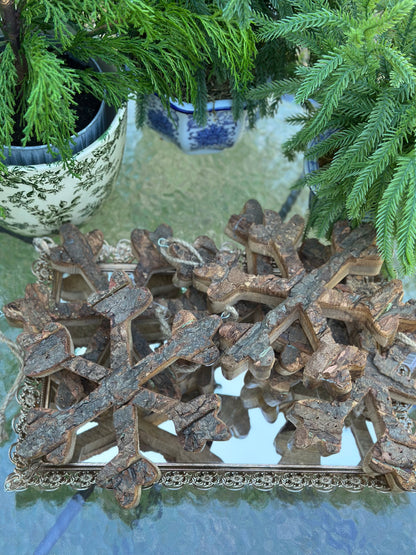 9" Wooden Snowflake Ornament With Box- Set of 5