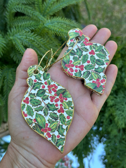 Handmade Holly Christmas Ornament Set (6)