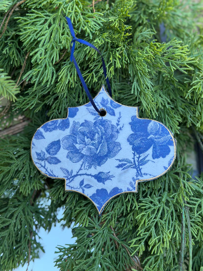 Handmade Blue Floral Christmas Ornament Set (6)