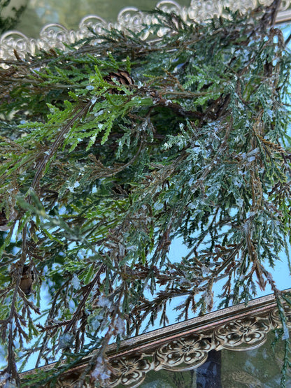 17" Weeping Cedar Pick With Snow