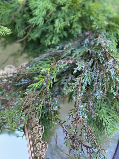 17" Weeping Cedar Pick With Snow