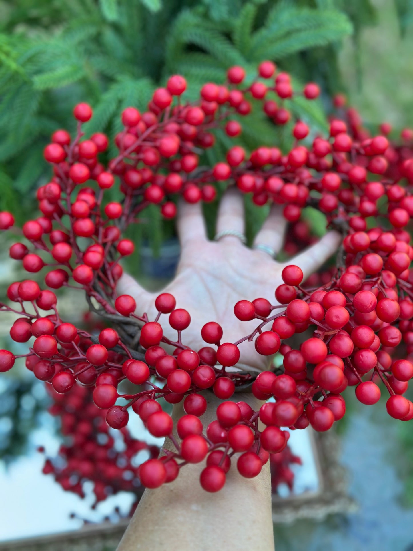 7" Red Berry Candle  Ring
