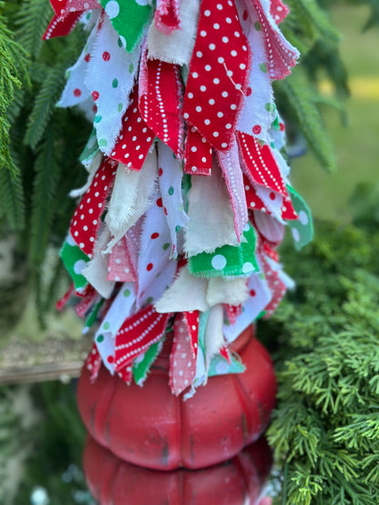 Handmade Fabric Rag Tree Multicolor Polkadot