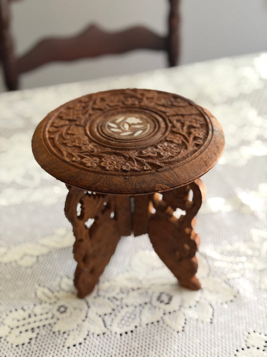 Hand Carved Anglo-Indian Folding Wooden Stand