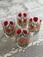 Vintage MCM Culver Iris Cinnabar Tulip Glass Set