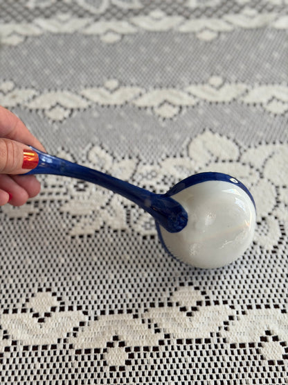 Blue and White Floral Hand Painted Sauce Ladle