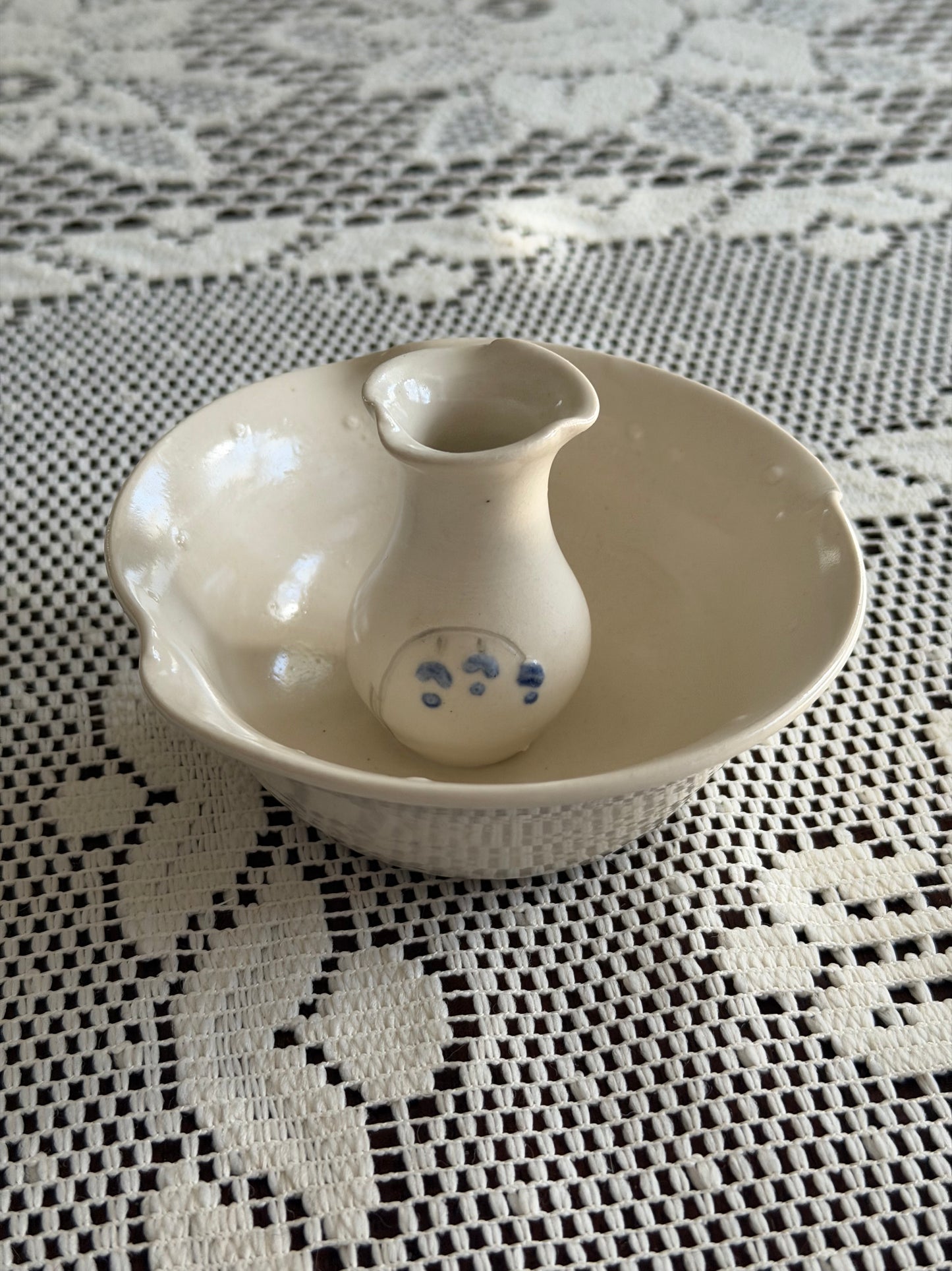 Vintage White Ceramic Flower Frog