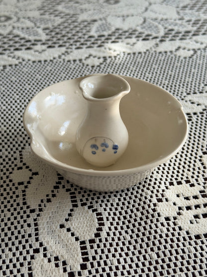 Vintage White Ceramic Flower Frog