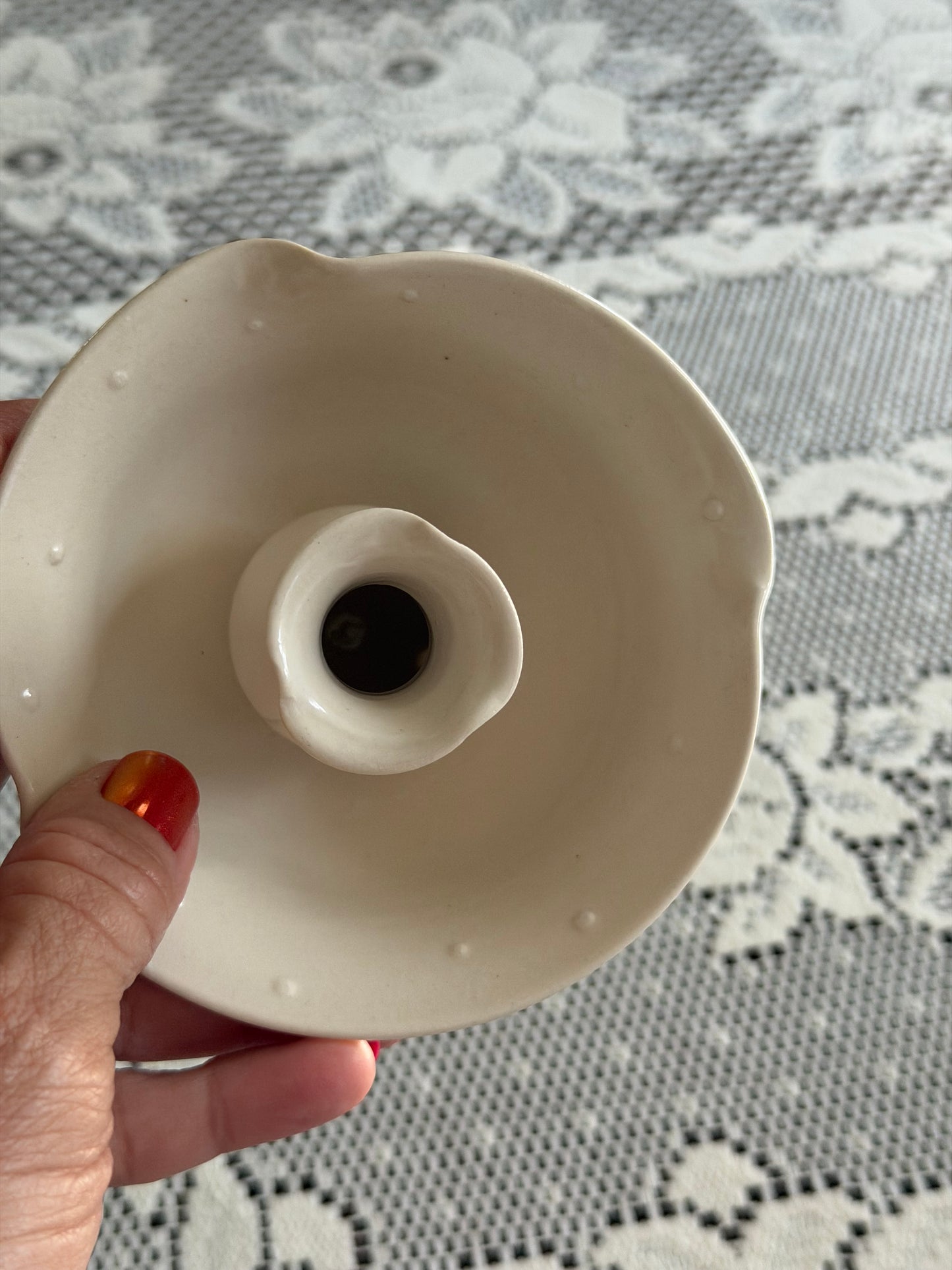 Vintage White Ceramic Flower Frog