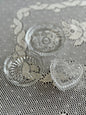 Vintage Glass Heart with 2 Round Trinket Dishes