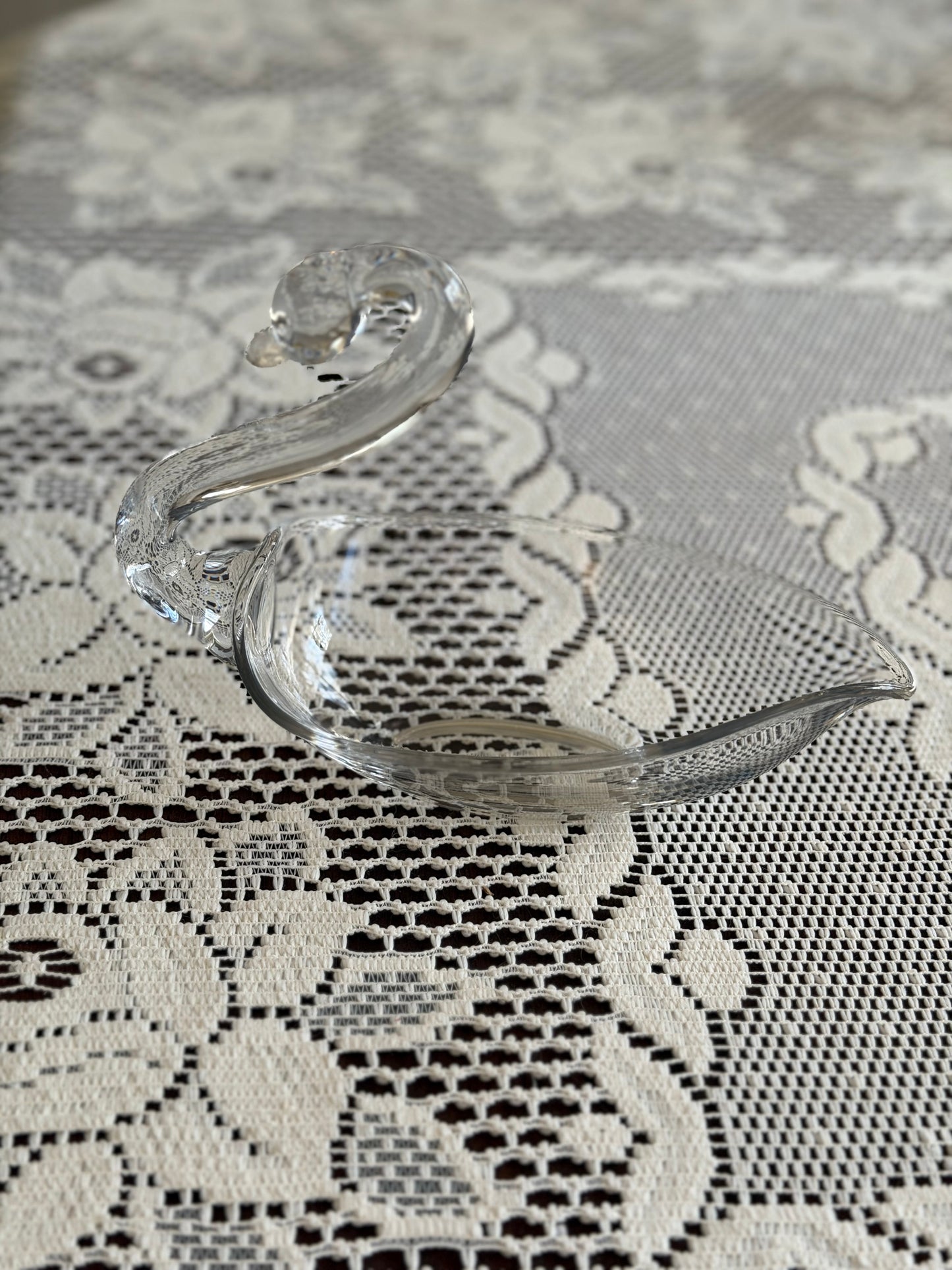 Vintage Glass Swan Dish - Duncan & Miller