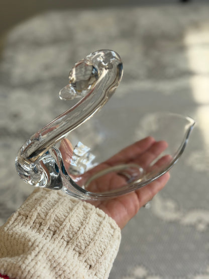 Vintage Glass Swan Dish - Duncan & Miller
