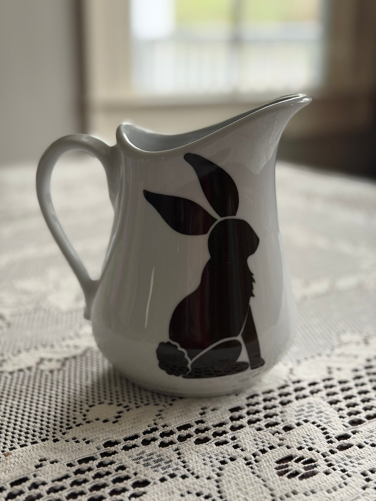 Apilco White Water Pitcher With Bunny