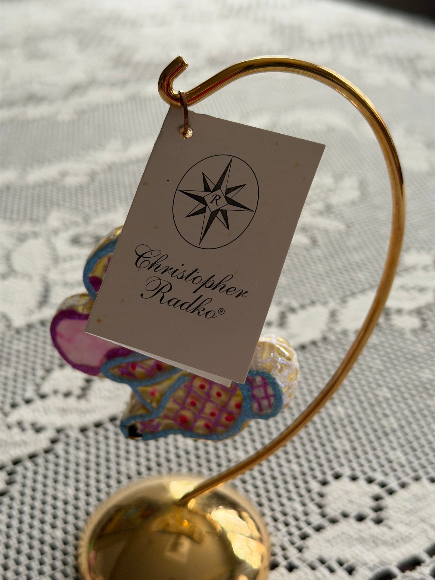 Christopher Radko Ornament & Stand Cookie Cutter Cottontails