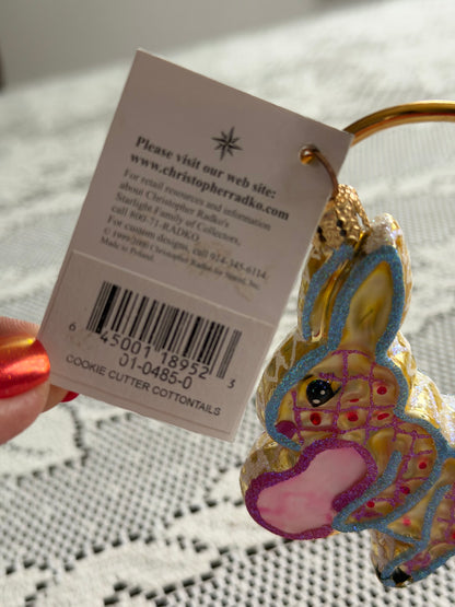 Christopher Radko Ornament & Stand Cookie Cutter Cottontails