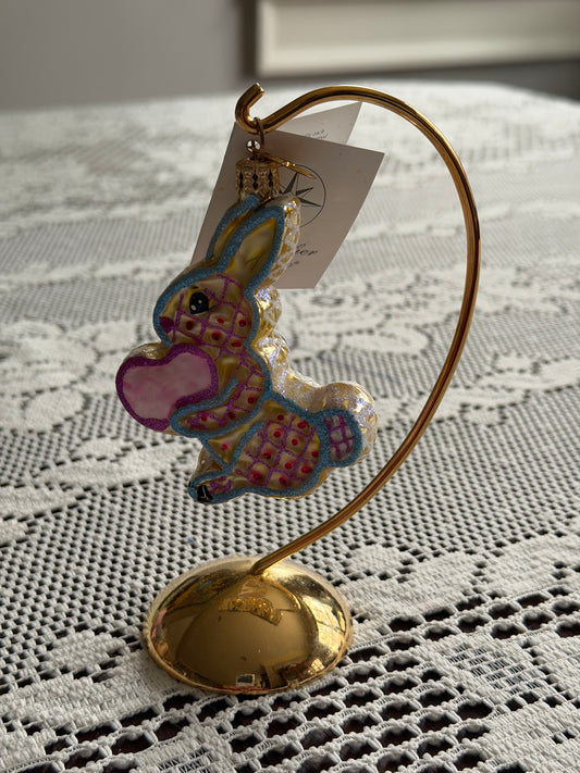 Christopher Radko Ornament & Stand Cookie Cutter Cottontails