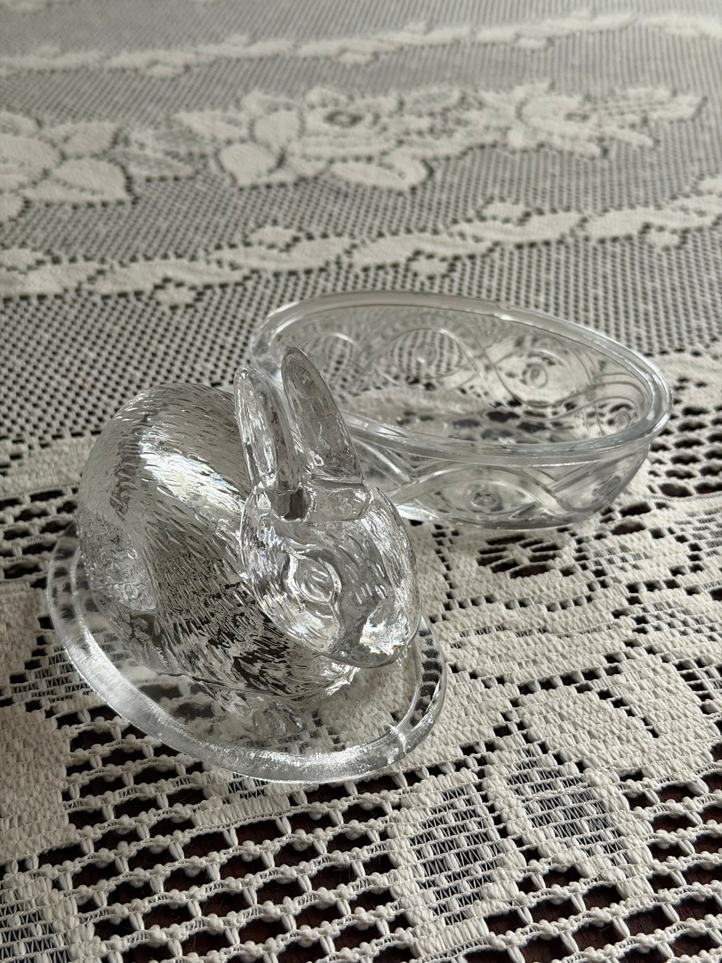 Glass Bunny Rabbit Lidded Dish
