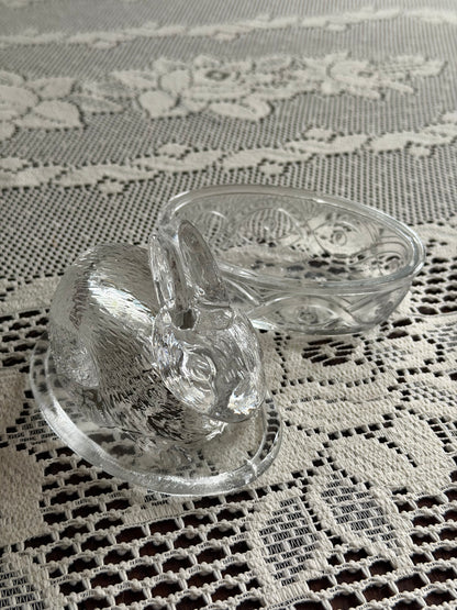 Glass Bunny Rabbit Lidded Dish
