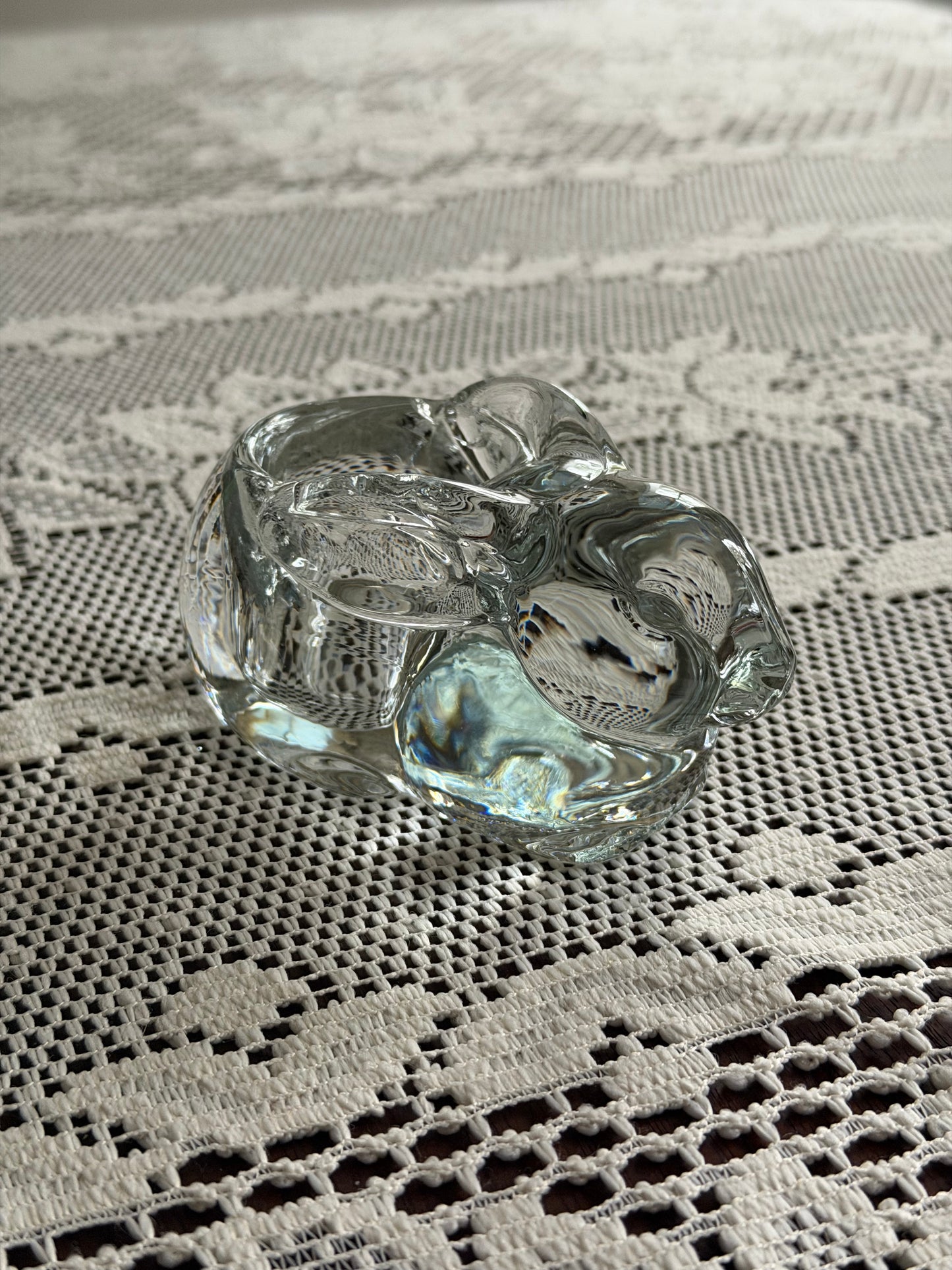 Glass Bunny Rabbit Tea Light Holder