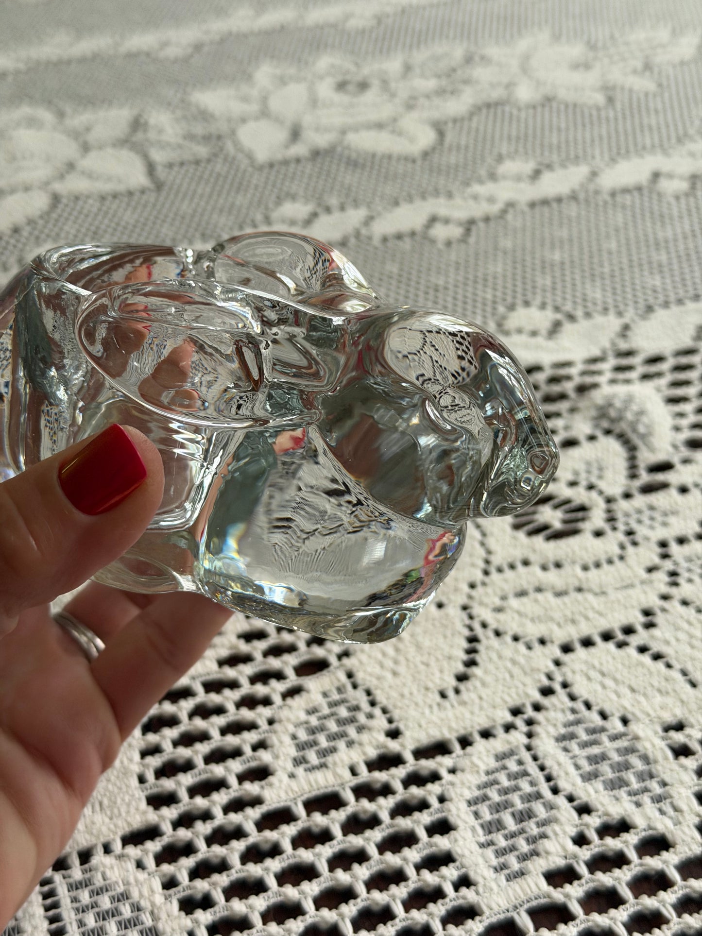 Glass Bunny Rabbit Tea Light Holder