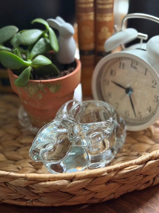 Glass Bunny Rabbit Tea Light Holder