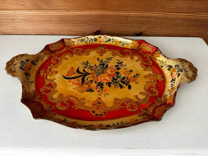 Vintage Handpainted Floral Japanese Tray