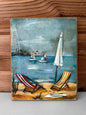 Nautical Beach Scene Sailboat Canvas Print