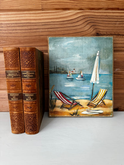 Nautical Beach Scene Sailboat Canvas Print