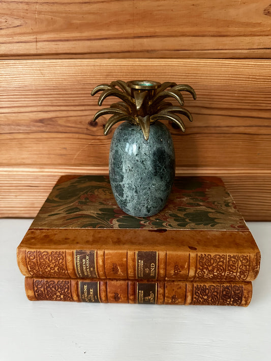 Brass Green marble Pineapple Candle Holder