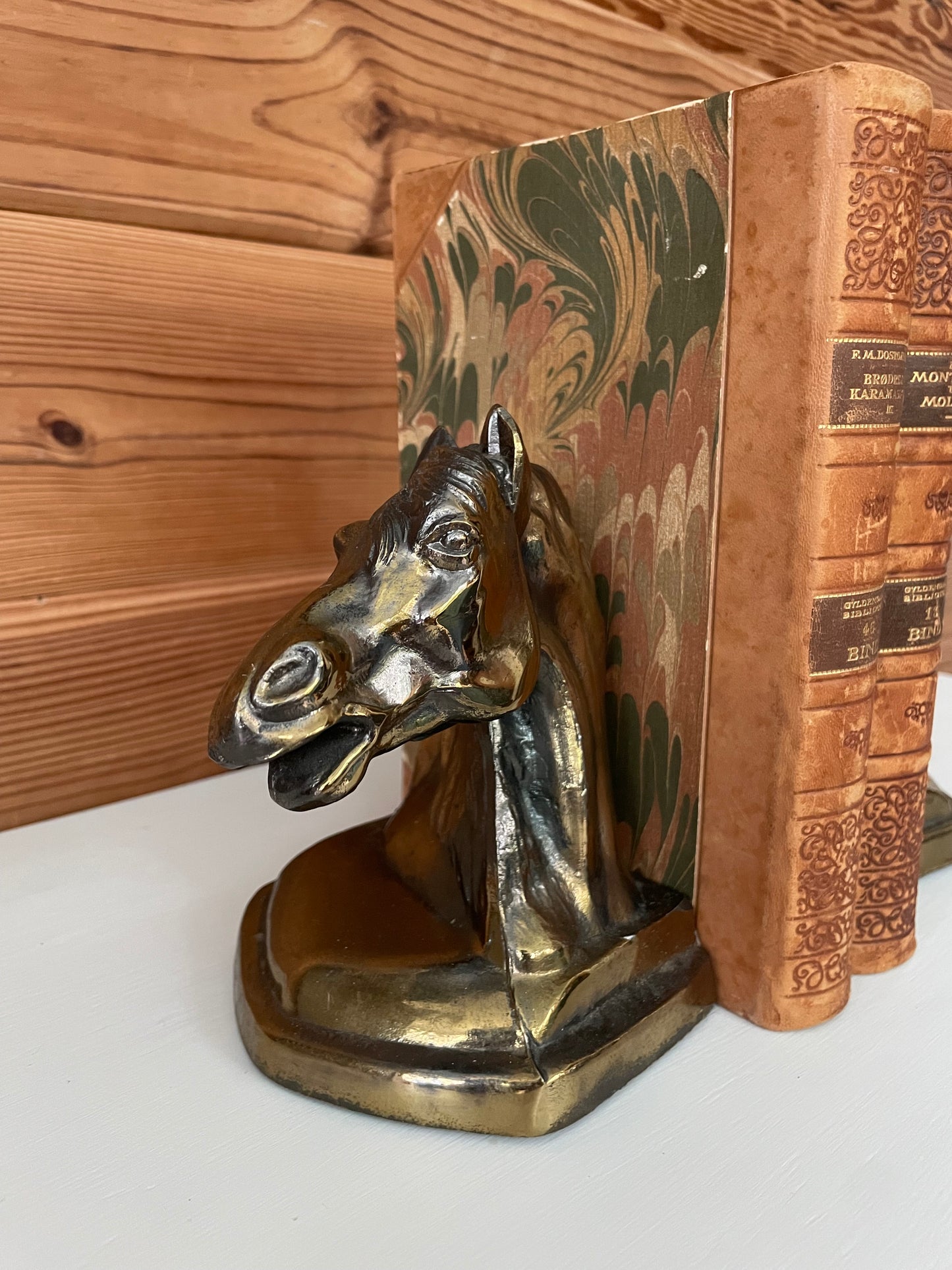 Vintage Brass Horse Bookends