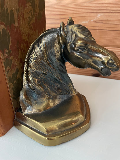 Vintage Brass Horse Bookends