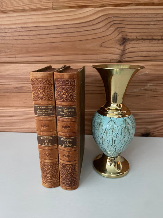 Vintage Brass Ceramic Vase