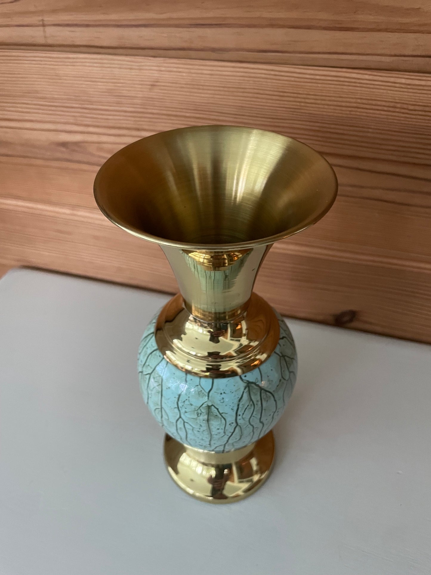 Vintage Brass Ceramic Vase